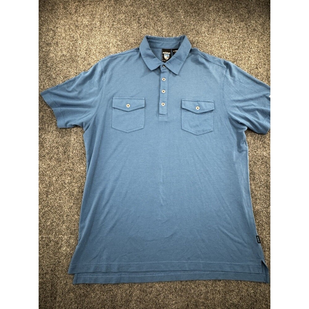 Kuhl Men's Large Polo Shirt Blue Dual Chest Pocket Short Sleeve